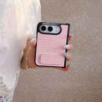 Étui de téléphone portable de luxe antichoc pour iPhone Duo avec fente pour carte et support miroir couleur unie
