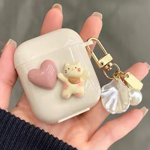 Adecuado para todo incluido universal AirPods Pro Cat Heart Shell 1/2/3 generación Linda funda protectora para auriculares Ins - Product Image 3