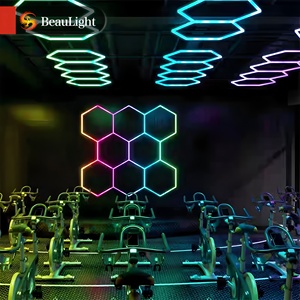 Tùy chỉnh tự động chi tiết hội thảo ánh sáng Trần RGB <span class=keywords><strong>LED</strong></span> nguồn hình lục giác nhà để xe cho rửa xe gắn tổ ong làm việc Trần - Product Image 2
