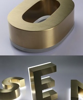 Enseigne lumineuse personnalisée en laiton brossé doré 3D, fabrication de précision, pour façade extérieure de bâtiment, signalétique intérieure en acier inoxydable
