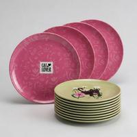 Assiettes de service en mélamine durables, écologiques, non toxiques, lavables au lave-vaisselle, incassables, pour la restauration, avec design graphique moderne