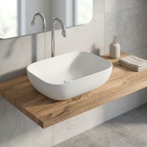 Lavabo ovale en céramique de style moderne pour hôpital, à poser sur comptoir, en granit, écologique - Product Image 2