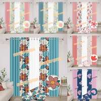 American Hot Selling 7PCS Faux Silk Window Decoration Curtains Drapes Polyester Flower Printed Curtains for Living Room