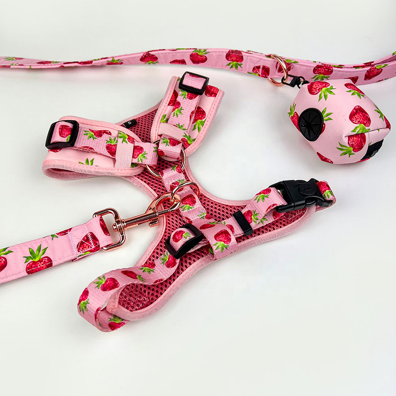 Custom Pink Pet Harness Dog Collar