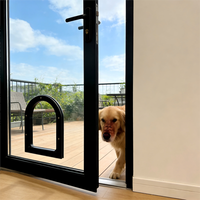 Porte en verre pour chien, cadre en acier durable, double couche isolante, verre trempé, indeformable, facile à nettoyer, résistant au vent