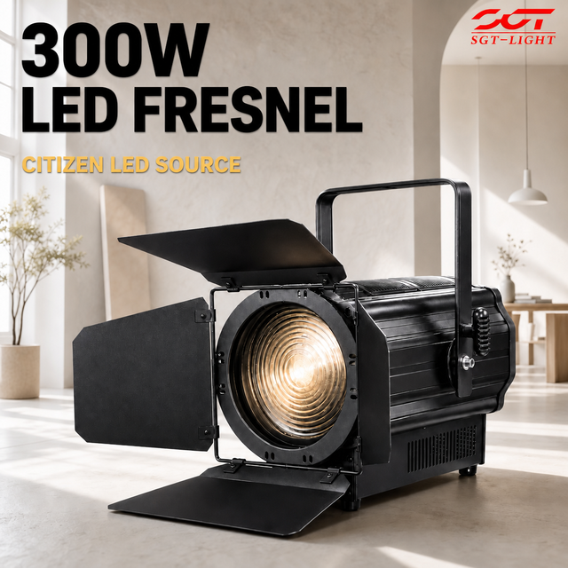 Professional 300W 6 Color LED Zoom Spotlight High CRI Ra95 RGBALC Auto Focus 24K Flicker Free Stage Lamp for TV Studio Room