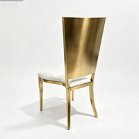 Chaise de mariage en acier inoxydable doré, dossier haut incurvé, assise avec coussin blanc, pour salle à manger