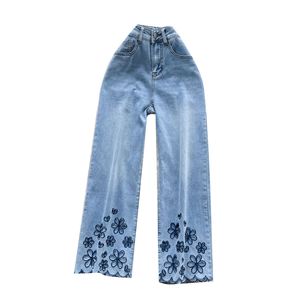 Jeans Casuales de Verano para Mujer, Sostenibles, Antiestáticos, Transpirables, Impermeables, de Secado Rápido, con Bordado y Estampado, Cintura Alta, Largo hasta el Tobillo - Product Image 5
