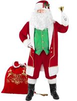 Noël Mens Santa Costume Set Adulte 11 Pcs Deluxe Santa Costume Costume