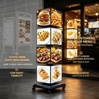 Afficheur publicitaire rotatif à 4 niveaux en forme de cube, panneau d'affichage extérieur autoportant, affichage LED mobile pour la promotion des restaurants