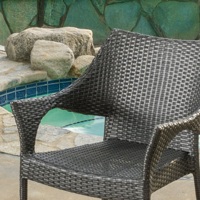 Ensemble de 4 chaises de salle à manger d'extérieur empilables en rotin PE, fauteuils de patio pour jardin, balcon, véranda, terrasse, café, restaurant