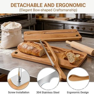 Wooden <b>bread</b> <b>knife</b> saw, sandwich slicer, baguette and toast saw, bend-resistant wooden <b>bread</b> cutter - Product Image 2