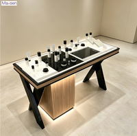 Table de présentation de cosmétiques en bois moderne Maxsen, écologique et personnalisée, avec éclairage LED, pour démonstration et test de maquillage