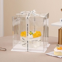 Boîte à Gâteau Haute et Ronde Transparente Multicolore pour Gâteau d'Anniversaire, Fête des Mères, Mariage, Noël
