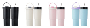 Tazza da tè per auto 23oz, nuova, colorata, a tripla funzione, a doppio strato in acciaio inossidabile 304 sottovuoto, con beccuccio e due coperchi, per esterni - Product Image 3