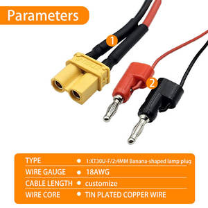 Custom XT30 Male Female <b>Adapter</b> 4.0mm Banana-shaped Lamp <b>Plug</b> Charger Wire Harness Assembly for Machines Home Appliances 12V 40A - Product Image 3