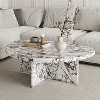Ensemble de table basse et table d'appoint en marbre de luxe moderne, combinaison décorative de meubles pour appartement et villa