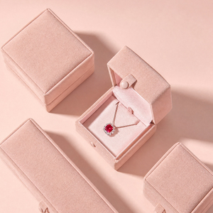 Zebopak Blush Pink Suede Engagement Ring <b>Box</b> with Clasp for <b>Christmas</b> Holiday Jewellery Gift Collection Supplier - Product Image 2