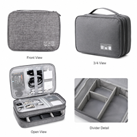 Organisateur électronique imperméable en Oxford, sac de voyage multi-couches portable, étui durable pour accessoires numériques, logo personnalisé