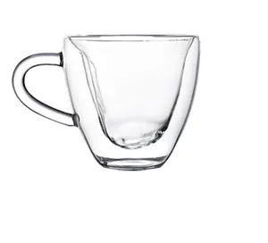 Tasse à thé en verre forme de cœur, transparente, 240/180ml, pour amoureux, gobelet à café, Double couche, cadeau, nouvelle collection