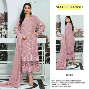 Faux Georgette lourde de bonne qualité avec séquence de 3mm brodé costume pakistanais de travail pour la fête de mariage et les vêtements de plein air - Product Image 4