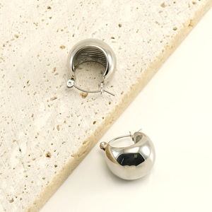 Zogxin C-Shaped <b>Hoop</b> <b>Earrings</b> Gold And <b>Silver</b> Stainless Steel Geometric Ball Shape For Party Fashion Jewelry - Product Image 4