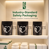 Sachets Mylar personnalisés imprimés 3,5g avec logo Rx - Pochette d'emballage café en aluminium anti-odeur - Sachet hermétique vertical 1/8 oz