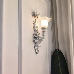 French Style <b>Wall</b> Lamp Cream Color Floral Design Led <b>Light</b> Source E14 Bulb Base For Living Room Entryway Hallway Lighting - Product Image 3