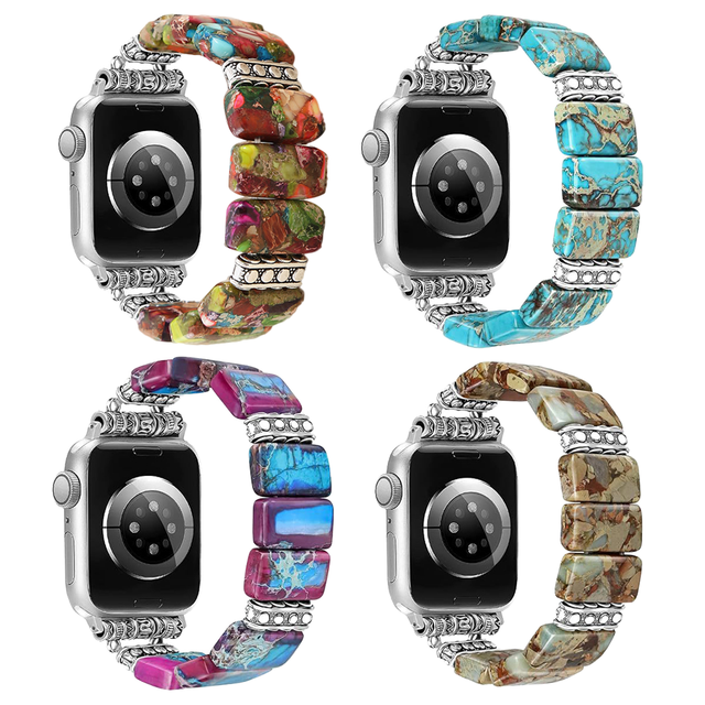 Handmade Elastic Beaded Natural Stone Watch Band for Apple Watch S11 46mm 45mm 41mm S10 Women Watch Strap Accessories