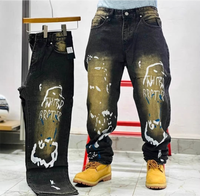 Jean ample tendance 2026 pour homme avec strass, coupe large, délavé vintage, style streetwear, pour tenues décontractées et hip-hop au quotidien