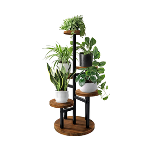 Étagère <span class=keywords><strong>en</strong></span> <span class=keywords><strong>bambou</strong></span> métallique à 3 niveaux, revêtement <span class=keywords><strong>en</strong></span> poudre, écologique, moderne, support de présentation de pot de fleurs de bureau - Product Image 1