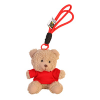 Joli petit ours en peluche avec logo personnalisé, porte-clés, pendentif, rembourrage en coton PP, matériau polyester, accessoires unisexes, breloque de sac