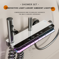 Ensemble de robinets de douche en laiton gris canon avec mitigeur à poignée unique, valve en céramique, affichage numérique, ambiance intelligente, touches de piano, douche pluie