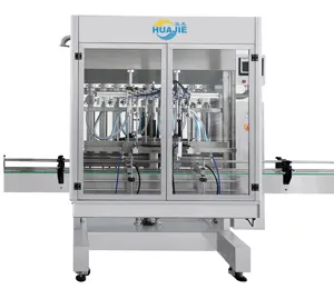 Huajie-Machine de remplissage et d'étiquetage de bouteilles en plastique de savon liquide lotion à faible viscosité entièrement automatique