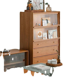 Buffet en bois massif de style nordique, double porte, <span class=keywords><strong>3</strong></span> tiroirs, design moderne et simple, armoire de rangement pour la maison, cuisine, salle à manger - Product Image 6