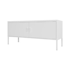 Lemari TV Minimalis Modern Putih 2 Pintu Baja High Gloss untuk Ruang Tamu, Hotel & Mal - Product Image 1
