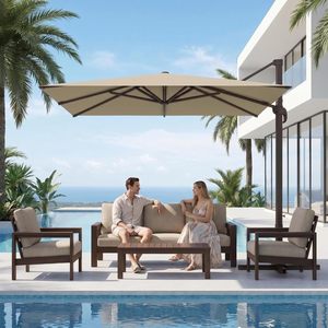 Sombrilla de Patio Cantilever de 10' x 10' con Base Incluida, Sombrilla Cuadrada Grande de Aluminio para Exteriores con Rotación de 360 Grados - Product Image 5