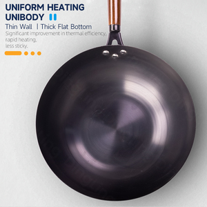 Wok para Saltear <span class=keywords><strong>de</strong></span> <span class=keywords><strong>Hierro</strong></span> Forjado con Mango <span class=keywords><strong>de</strong></span> Madera y Acabado Profundamente Nitrurado - Product Image 4