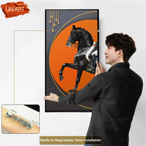 UNIART Qualité Impression sur Toile <span class=keywords><strong>Cheval</strong></span> Art Mural en Porcelaine Couloir Peintures Diamants LED <span class=keywords><strong>Peinture</strong></span> en Porcelaine Cristal Décoration Maison - Product Image 5