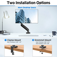 Support de bureau réglable pour moniteur unique Support de bras de moniteur à ressort à gaz Max 32 pouces Produit d'écran d'ordinateur en stock