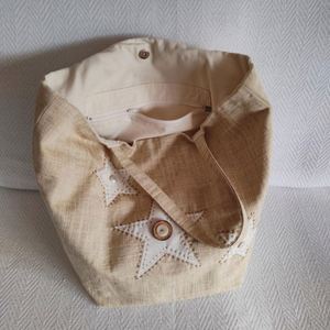 กระเป๋าผ้าแคนวาสกันน้ำขนาดใหญ่ลายดาว กระเป๋าถือสำหรับผู้หญิงเดินทางไปเที่ยวทะเล ทนทาน ใช้ซ้ำได้ เหมาะสำหรับฤดูร้อนและฤดูใบไม้ร่วง - Product Image 6