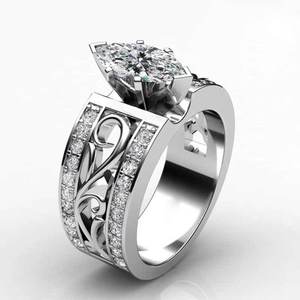 Anello dal Design a Forma di Marquise Cava, Anello Classico da Dito per Donne - Product Image 2