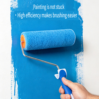 Pinceau à rouleau circulaire en cuir d'agneau de qualité industrielle/DIY, manche en PP TPR, ensemble complet pour peinture murale au latex lisse, OEM 9
