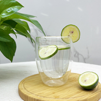 Mug en verre borosilicate à double paroi de 200 ml, transparent, écologique, moderne, avec logo personnalisé, pour les fêtes, pour boire de l'eau ou du café