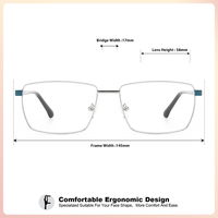 Lunettes de vue unisexe style classique carré ROBO RTM-2603 semi-cerclées à verres transparents, monture à ressort à motif floral uni/à rayures