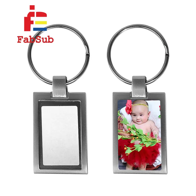 Sublimation Metal Zinc Alloy Keychain Family Photo DIY Gift Blank Single-sided Sublimation Metal Key Chain Ring Sublimation