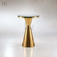 Table de cocktail ronde en acier inoxydable doré sur mesure avec plateau en verre trempé miroir pour les banquets de mariage