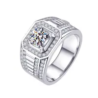 Benutzer definierte echte 925 Sterling Silber Verlobung Hochzeit gefälschte Diamant VVS Moissan ite Ring Band für Herren Stein veränderbaren Schmuck