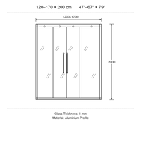 Panneau de retour pour porte de douche coulissante encadrée, profilé en aluminium, quincaillerie chromée, verre trempé 8 mm, design personnalisé peu encombrant