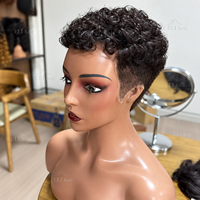 Perruque Pixie Cut en cheveux humains naturels, sans colle, prête à porter, en stock, expédiée directement de l'usine